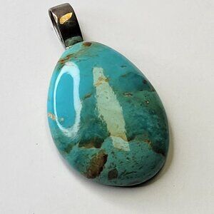 Large Turquoise Pendant Barse 925 Sterling Silver